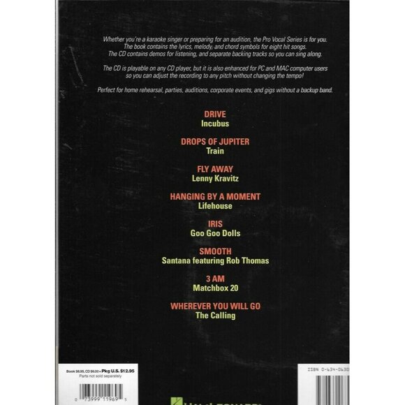 Contemporary Hits: Pro Vocal Mens Edition Chart Topping Songs & Band - 30005pb - Picture 2 of 2